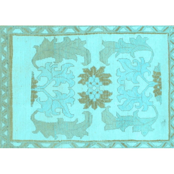 Ahgly Company Indoor Rectangle Abstract Light Blue Modern Area Rugs, 6' x 9'