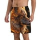 thumbnail image 2 of Balery Gold Flame Pattern Wolf Traje de Baño Estilo Hawaiano para Hombre, Shorts de Secado Rápido con Bolsillos-Large, 2 of 6
