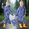 thumbnail image 4 of Ticikt Kids Toddler Rain Suit for Boys Girls One Piece Hoodie Zipper Cartoon Waterproof Coverall Rain Jacket 1-10 Years,Color:Dark Blue,Size:7-9 Years, 4 of 9