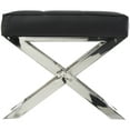 thumbnail image 5 of DecMode Leather Stool with Stainless Steel Supports, Black, 5 of 7