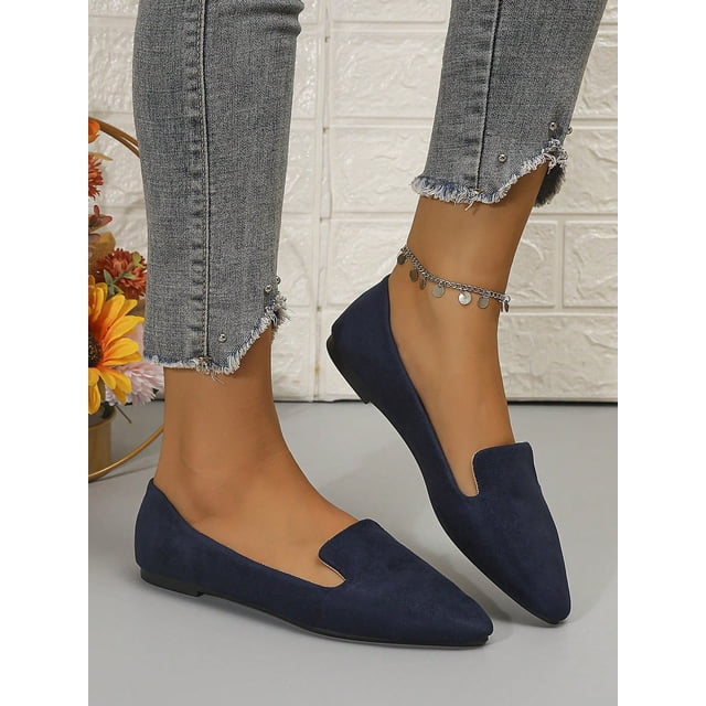 Plus Size Fashionable Sweet Butterfly Knot Pink Flat Shoes, Pointed Toe, Outdoor And Daily Spring & Autumn New Shallow Slip On Flat Shoes For Women, W