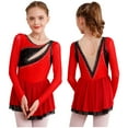 thumbnail image 1 of Miaeowve Robe de Patinage Artistique pour Filles Patinage à Roulettes Danse Ballet Justaucorps Robe Costume de Performance de Danse Rouge 6, 1 of 7