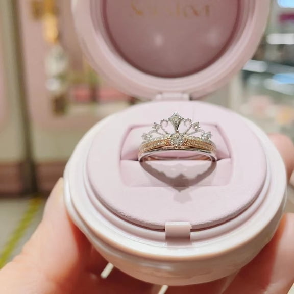 Adjustable Princess Castle Ring Open Fireworks Crown Design Electroplated Copper Alloy Jewelry Gift For Ladies