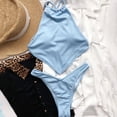 thumbnail image 5 of MIXUE Swim Suits for Women Solid Color And Chest Covering Bikini Sets for Women Split Swimwears Beachwear,Blue,XL, 5 of 5