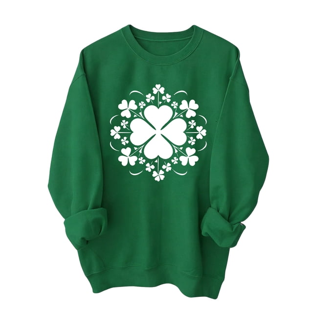 Tops de Manga Larga de Moda para las Mujeres 2025 Día de San Patricio Impresión Gráfica Sudadera, Tops de Manga Corta Ajuste Suelto No Incluido