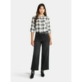 thumbnail image 2 of Time and Tru Women's Cropped Flannel Shirt with Long Sleeves, Sizes XS-XXXL, 2 of 5