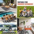 thumbnail image 4 of Morocco Black Outdoor Rug for Patio/Deck/Porch, Non-Slip Large Area Rug 5 x 7 Ft, Ombre Grey White Plaid Lattice Geometric Indoor Outdoor Rugs Washable Area Rugs, Reversible Camping Rug Carpet Runner, 4 of 8