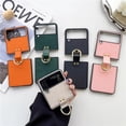 thumbnail image 2 of For Samsung Z Flip 1 2 3 Case With Ring Buckle Retro PU Leather Shockproof Phone Case For Samsung Galaxy Z Flip 4 5, 2 of 5