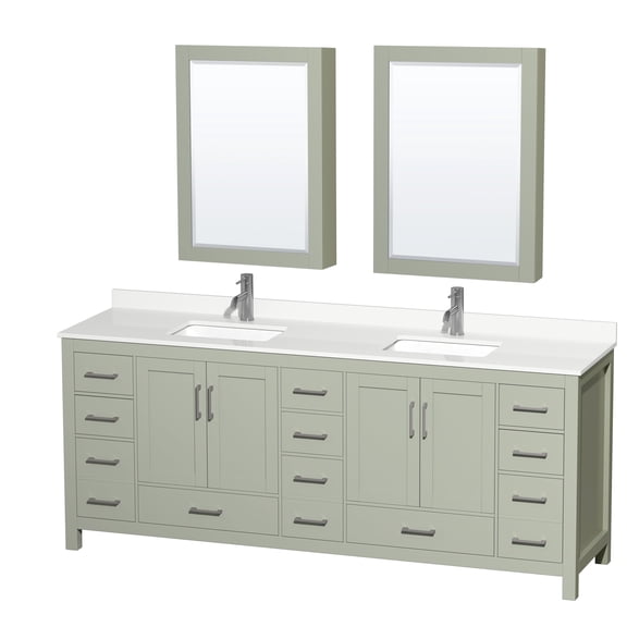 Wyndham Collection WCS141484DLGWQUNSMED Sheffield 84" Free Standing Double Basin Vanity