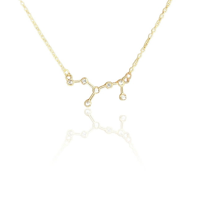 Ins Constellations Theme Friendship Necklace Rhinestone Comfortable Delicate with Display Card Pendant for Lover Festival Gifts Virgo gold