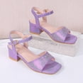 thumbnail image 5 of Zshosam Girls Sandals Girls Sandals Ankle Strap T-Strap Low Heel Bow Flower Pump Dress Party Shoes for Little Kid/Big Kid Size 2,(Purple Little Kids 2), 5 of 8
