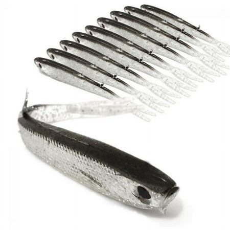 Angmile Fishing Lures Bass Bait Artificial Fish Shape Bait Soft Plastic Split Tail Lure Set 10Pcs Jerk Minnow Swimbait