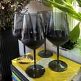 thumbnail image 2 of Modernist Home Dipped Wine Glasses, Set of 4, 16.5 oz, Smoke and Matte Black Lacquered Glass, Dishwasher Safe, Long Stem, 2 of 6