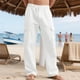 thumbnail image 4 of Ceisia Men's Spring Summer Solid Color Gift Workwear Pants - Straight Leg Button Waist Pocket Elastic Waist Casual Pants, 4 of 8