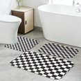 thumbnail image 4 of Black and White Checkered Pattern Bathroom Rug Set 3 Piece,Non-Slip Bath Mat Set with U-Shaped Contour and Runner Soft Absorbent Washable, 4 of 5