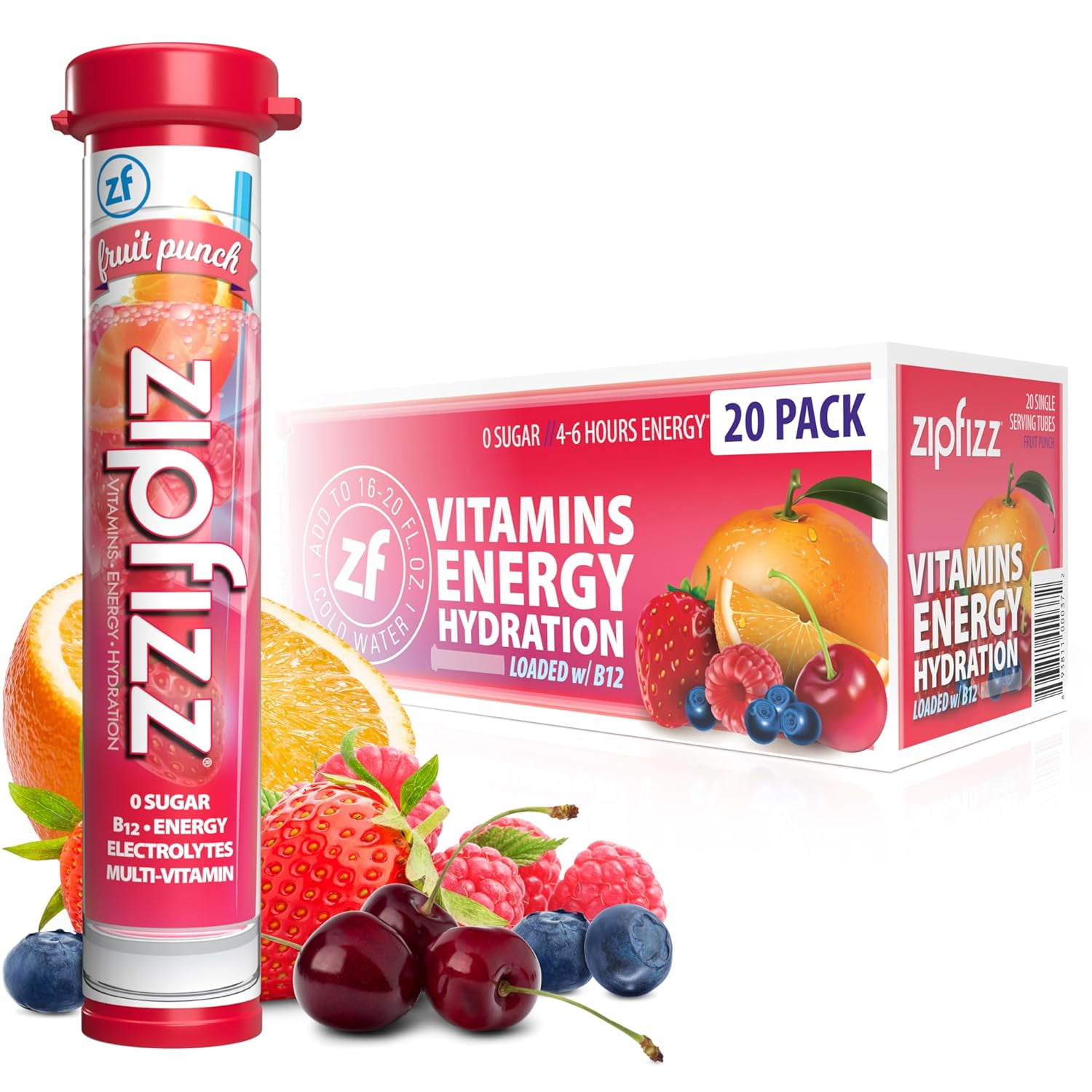Zipfizz Healthy Energy Drink Mix, Pink Lemonade, 20 Count