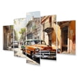 thumbnail image 2 of Designart "Orange Classic Car in Havana" Transportation Metal Wall Decor Set, 2 of 5