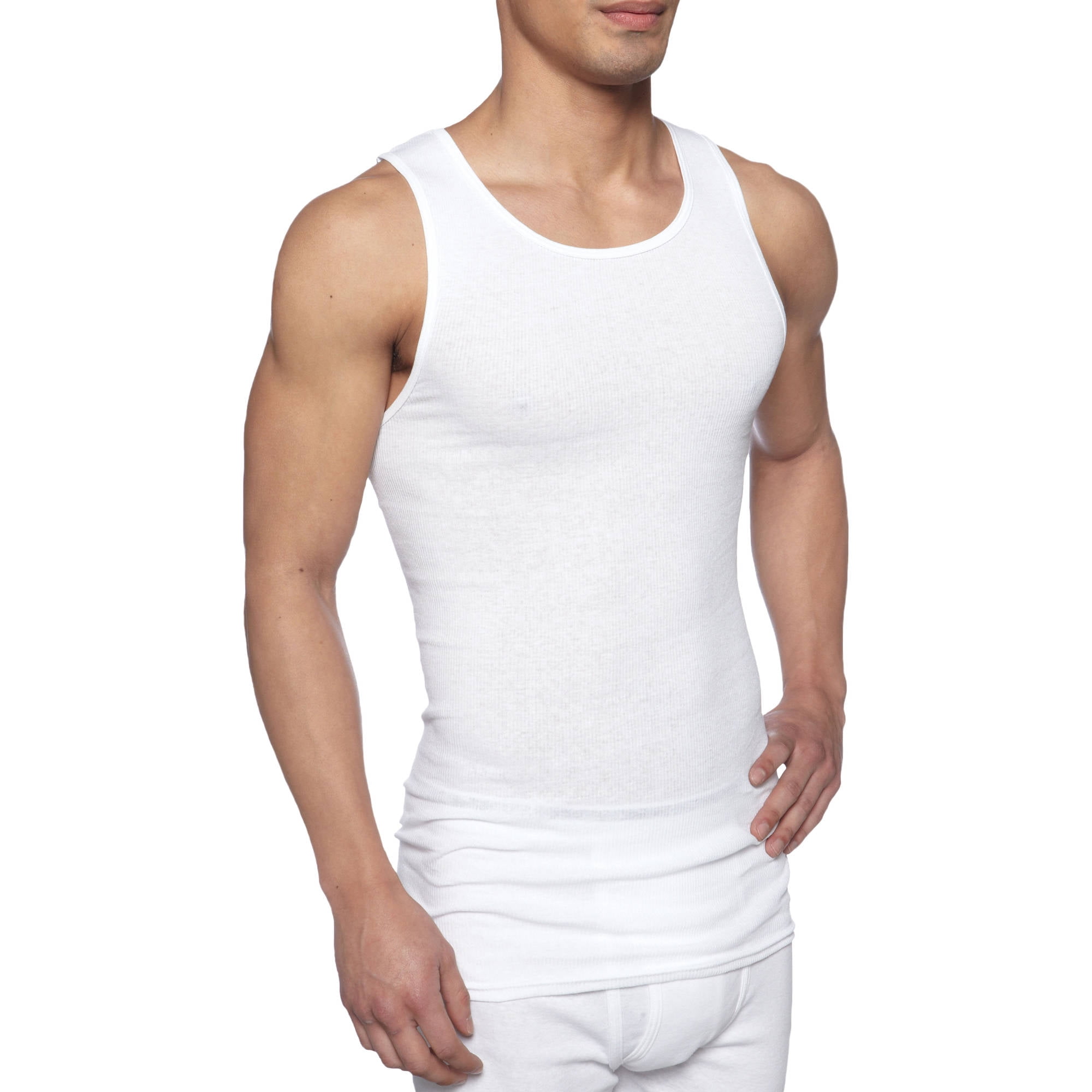 Big Men's Cotton Ribbed White A-Shirt, 2 Pack, Size 2XL - Walmart.com