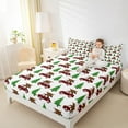 thumbnail image 4 of jejeloiu Chi Christmas Tree Twin Sheet Sets,Plaid Truck Twin Fitted Sheet,Green Red Flat Sheet For Girls Boys,Ultra Soft Home Decor,3 Pieces, 4 of 7