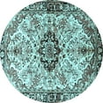 thumbnail image 1 of Ahgly Company Indoor Round Medallion Light Blue Traditional Area Rugs, 8' Round, 1 of 4
