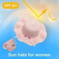 thumbnail image 3 of Sombrero de 56-58cm de circunferencia para mujer, Sombrero de Paja de verano y bolsa de paja, dos piezas, bonito sombrero protector solar con flores, 3 of 5