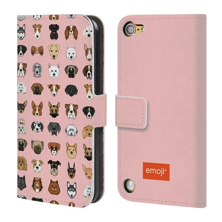 OFFICIAL EMOJI DOGS LEATHER BOOK WALLET CASE COVER FOR APPLE IPOD TOUCH