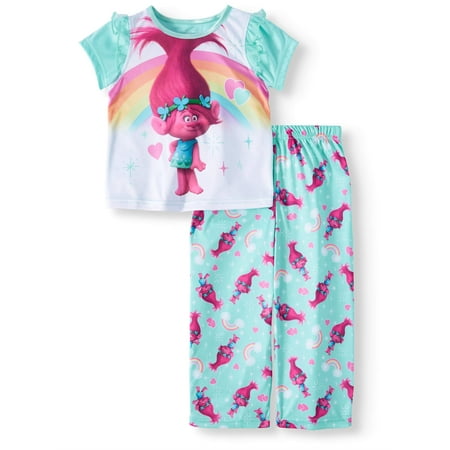 Green Flannel Pajama Pants - Trolls Short sleeve top & pants, 2pc pajama set (toddler girls)