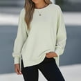 thumbnail image 4 of biudgviw Women's Sweatshirt for Going out Outfits Baggy Long Sleeve Side Split Zipper Pullover Tops Fall Casual Crew Neck Ligthtweight Tops, 4 of 7