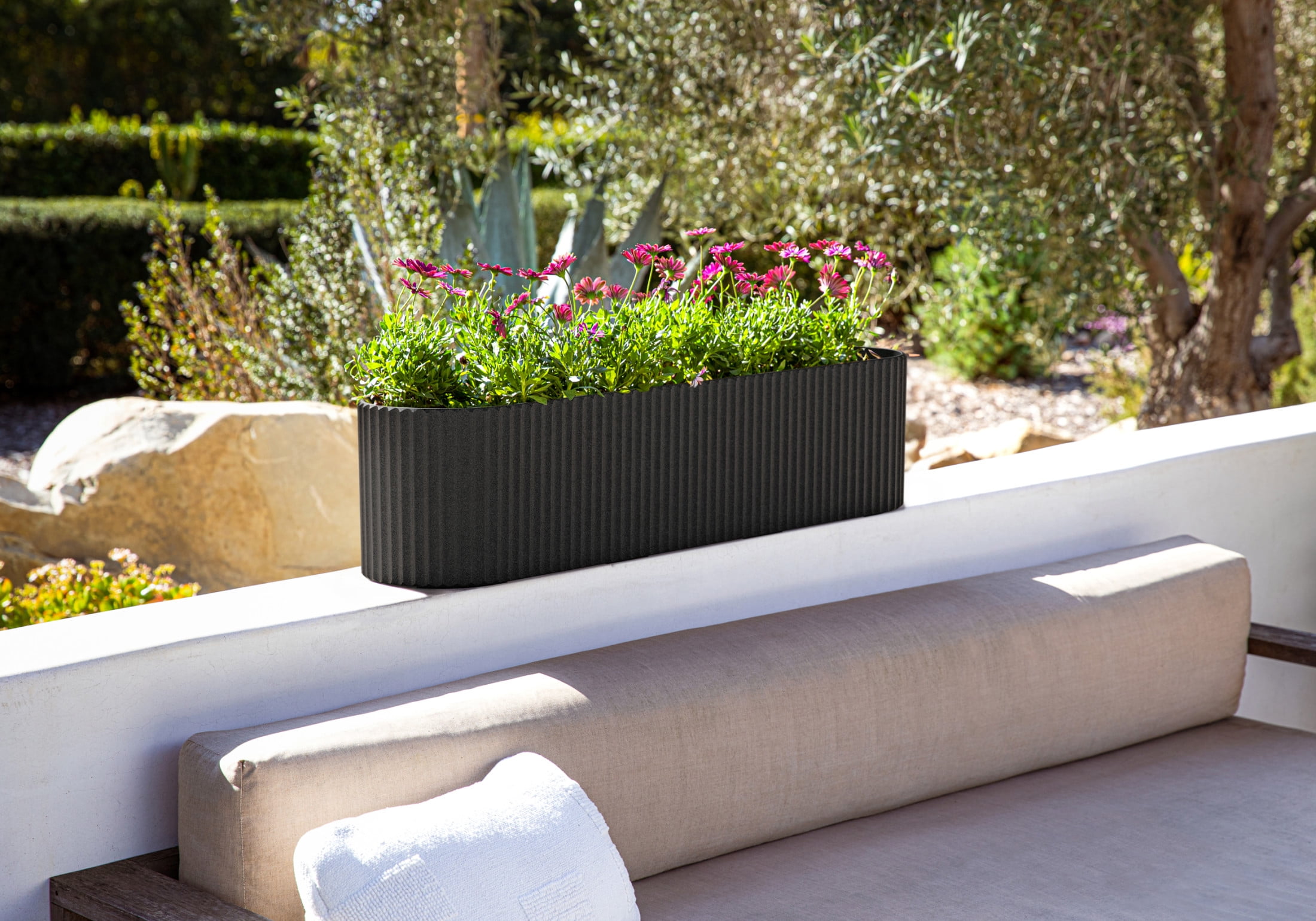 Veradek Demi Series Window Box 36" Plastic-Stone Planter - (Black/1 Pack)