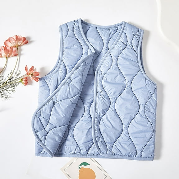 Girls Puffy Vest Sleeveless Lightweight Outerwear Vests Kids Kids Winter Clothes Girls Clothing Size . 5-6Years