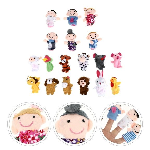 18Pcs Finger Puppets Set, Soft Plush Finger Puppet Toys for Storytime Learning Aid