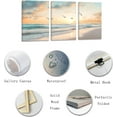 thumbnail image 2 of ZHONGYUTONG Sunset Beach Wall Art 3 Pieces Seagulls Flying Ocean Waves Pictures Seascape Paintings Prints Home Decor for Bathroom Living Room Framed (20.00" x 28.00" x 3PCS), 2 of 6