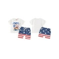thumbnail image 2 of 4th of July Baby Boy Outfit Letter Print T Shirt Top American Flag Print Shorts Independence Day Clothes Set, 2 of 9