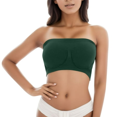 Wijhcboe Strapless Fitness Padded Tube Top Shirt Size Plus Top Bra Tube Top Romper for Women Stretchy Bra Tube Tops for Women Sexy Casual Yoga Bras Sports Bandeau