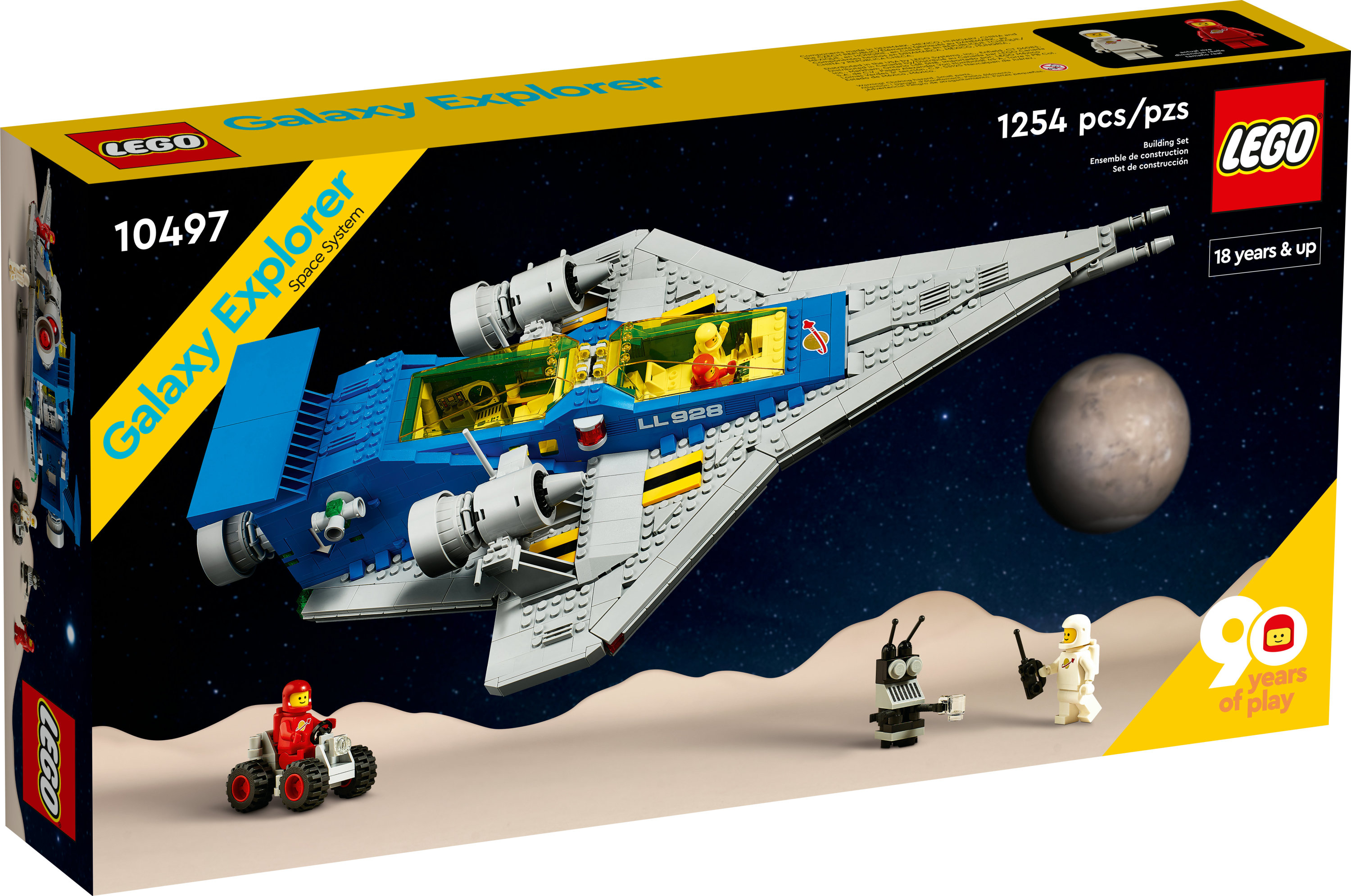 LEGO Icons Galaxy Explorer 10497 90th Anniversary Collectible Edition Model Spaceship, Space Building Set with Astronaut Figures, Gift Idea - image 3 of 8