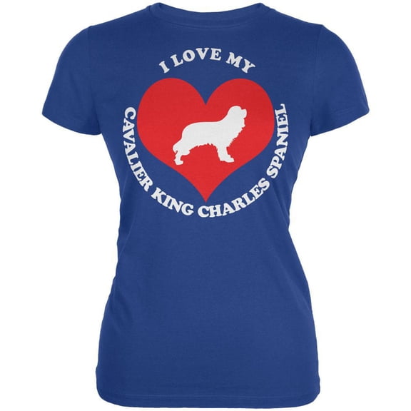 Valentines I Love My Cavalier King Charles Spaniel Royal Juniors Soft T-Shirt - Large
