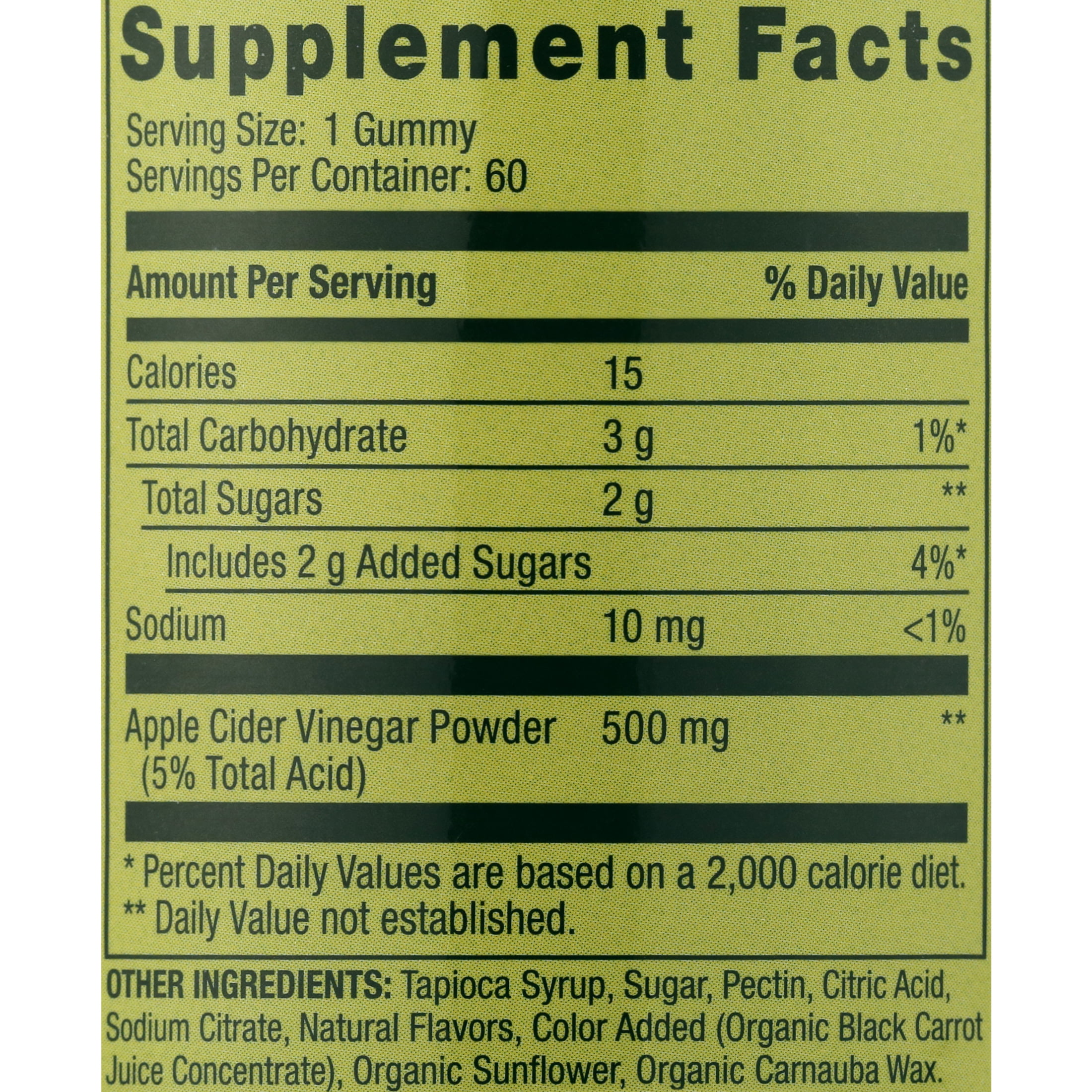 Spring Valley Non GMO Dietary Supplement Gummies, Apple Cider Vinegar, 500 mg, 60 Count