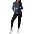 thumbnail image 2 of INSPIRE CHIC Maternity Slim Fit Shirt Stretchy Long Sleeve T-Shirts Thumbholes Round Neck Pregnancy Yoga Top XL Navy Blue, 2 of 6