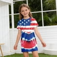 thumbnail image 3 of Grblisyd 4th of July Dresses for Girls Red White and Blue USA Patriotic Dress American Flag Crew Neck Short Sleeve A Line Dress Size 7, 3 of 6
