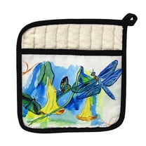 Betsy Drake PT813 Yellow Bells & Dragonfly Pot Holder