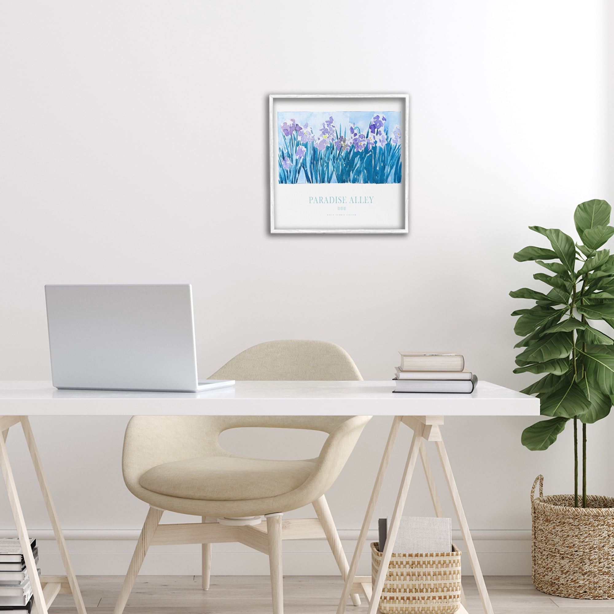 Stupell Industries Paradise Alley Purple Irises White Framed Giclee Art, design by Jadei Graphics