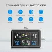 Newentor VA Color Display Digital Weather Station with 1 Sensor, Indoor Outdoor Thermometer with Humidity Monitor, Weather Forecast, Barometric, Moon Phase, and Adjustable Backlight, Black