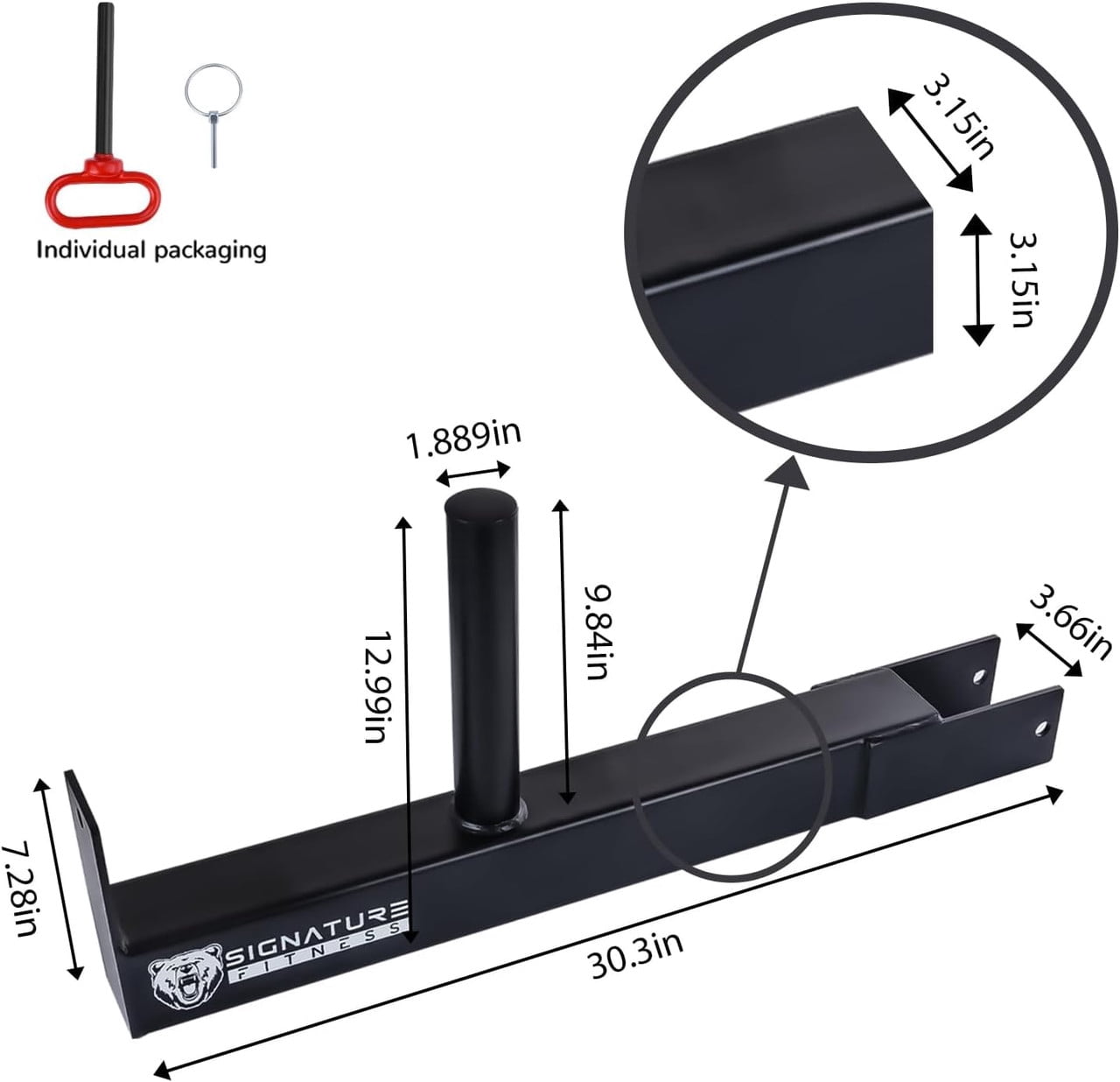 INTRTLOCKINGING TILES Belt Squat Attachment for Power Racks and Cages, 600 LB Weight Capacity Per Arm