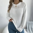 thumbnail image 4 of FYDUU Womens Sweaters Pullover Tops 2025 Casual Solid Color Hollow Out Long Sleeve Knit Sweater Crewneck Tops Fashion Women's Wear Commuting Sweaters, 4 of 6