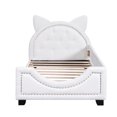 thumbnail image 6 of Euroco Twin Size Daybed, Upholstery Cartoon Cat Shaped Platform Bed Design for Kids Teens Bedroom, White, 6 of 12