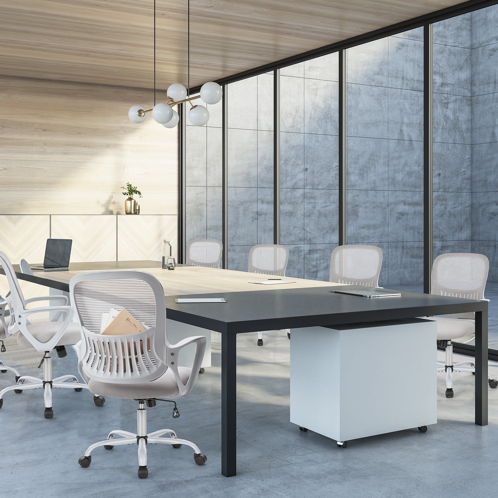 GIANNA Office Chair, Ergonomic Home Mesh Office Desk Chairs, with Armrests, Wheels and Mid-Back Task Chair with Lumbar Support，Gray