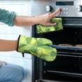 thumbnail image 2 of Green and Yellow Modern Art Geometric Kitchen Oven Mitt and Pot Holder Sets 2 Pcs for Baking, Cooking and Grilling, Heat Resistant Up To 392 °F, 2 of 7