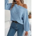 thumbnail image 5 of Womens Casual Off Shoulder Sweater Loose Batwing Long Sleeve Pullover Sweater Crochet Hollow Knit Jumper Tops, 5 of 5