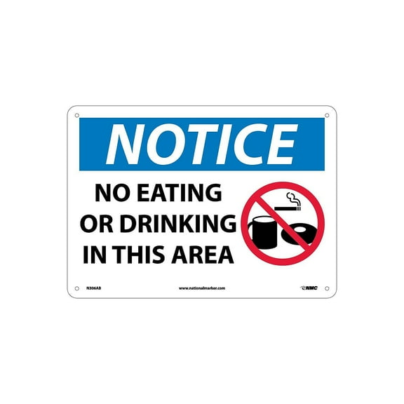National Marker Notice Signs; No Eating Or Drinking In This Area Graphic 10X14 .040 Aluminum N306AB