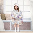 thumbnail image 7 of FORMRS Wearable Blanket Hoodie with Sleeves for Kids Cozy Flannel Sweatshirt, Purple Flower Pattern, 7 of 7
